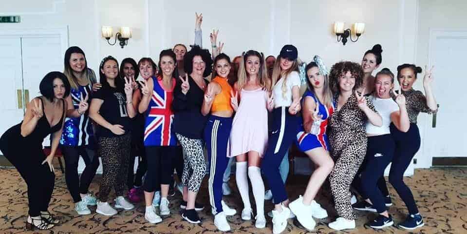 At the Spice Girls themed hen do dancing class party. Great entertainment for a hen do day or night.