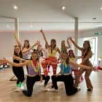 Hens dancing along to Abba at our fun Mamma Mia themed hen party dance class. Perfect if you're looking for Mamma Mia Hen Party Ideas.