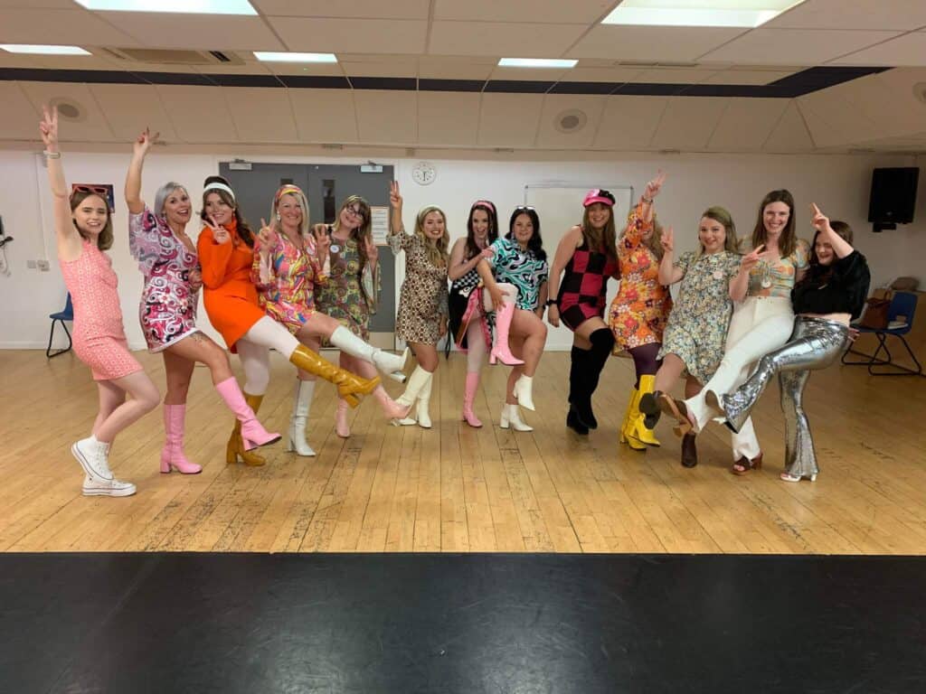 Dancing Queens at the ready for our fun Abba hen party dance classes. Perfect if you're looking for Abba hen do ideas!