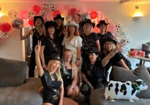 Group performing a Texas Hold Em dance routine inspired by Beyoncé, learning a fun Texas Hold Em line dance for events and parties.