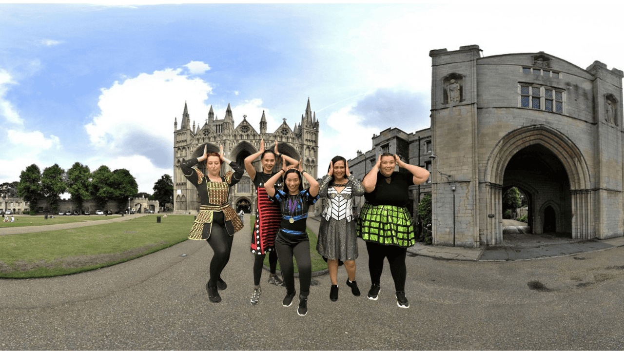 A group of happy hens enjoying a hen party dance class Peterborough, laughing and dancing together. Perfect for dance hen parties Peterborough, this fun-filled experience brings the bride tribe together with Peterborough hen party dance classes tailored for all skill levels.