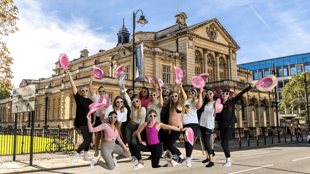 Women taking part in hen party dance class Cheltenham, having fun at lively dance hen parties for a Cheltenham hen do parties in action