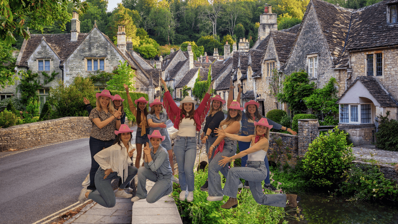 Women taking part in hen party dance class Cotswolds, having fun at lively dance hen parties for a Cotswolds hen do
