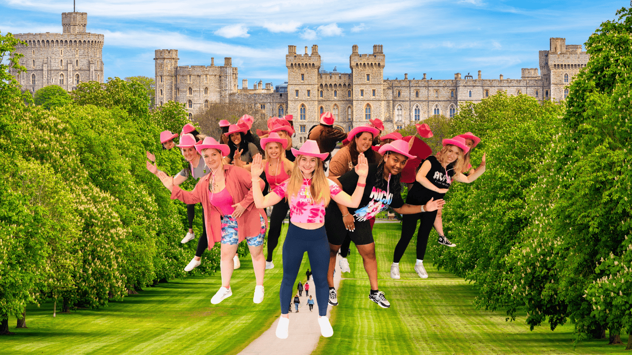 Women taking part in hen party dance class Windsor, having fun at a lively dance hen parties