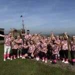 Bride tribe enjoying garden hen party activities with outdoor hen do games and stylish outdoor decorations at a UK hen weekend