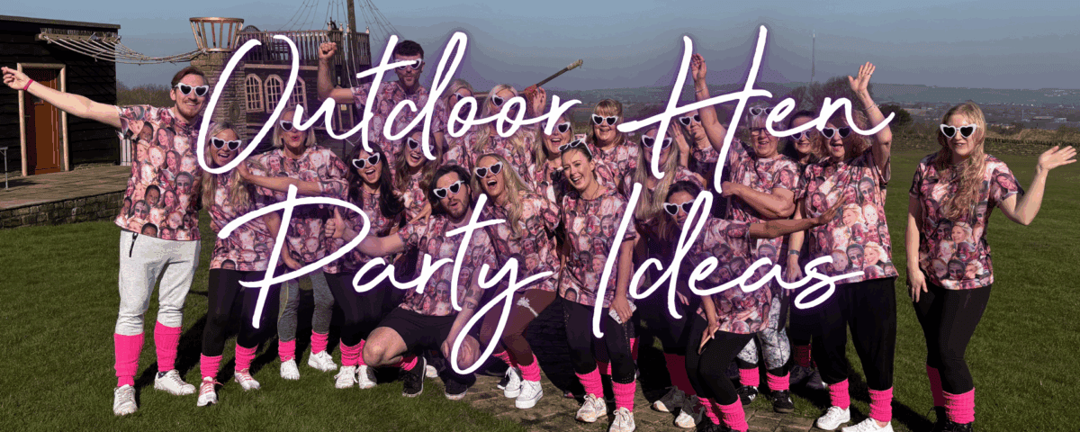 Bride tribe enjoying garden hen party activities with outdoor hen do games and stylish outdoor decorations at a UK hen weekend