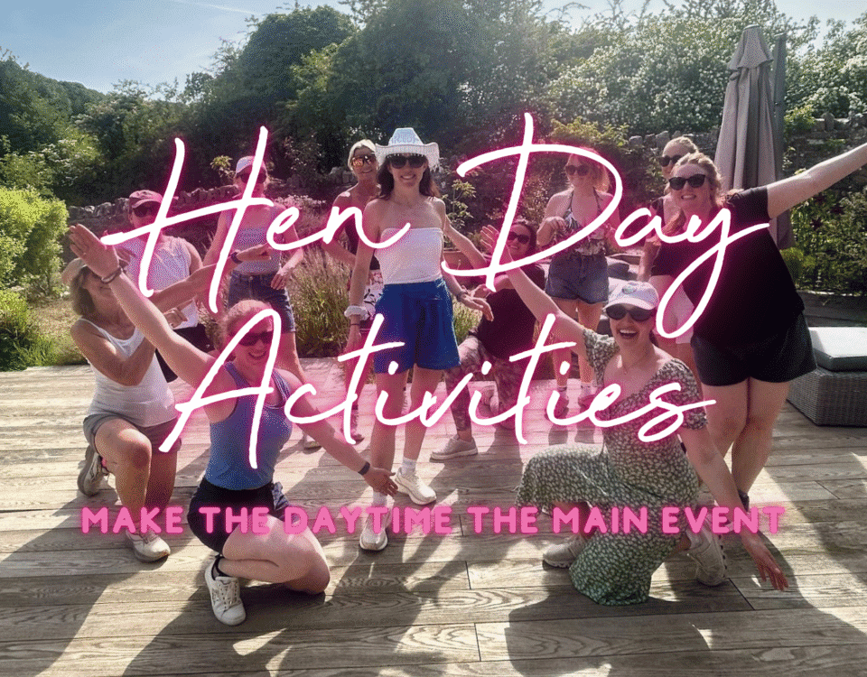 Hen day activities: hen group having fun together at a daytime celebration