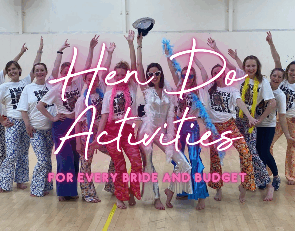 Hen do activities -group of hens smiling and having fun at an Abba hen party dance class activity with Sashay Dance