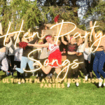 Hen party songs: hen group dancing and singing along at a hen party