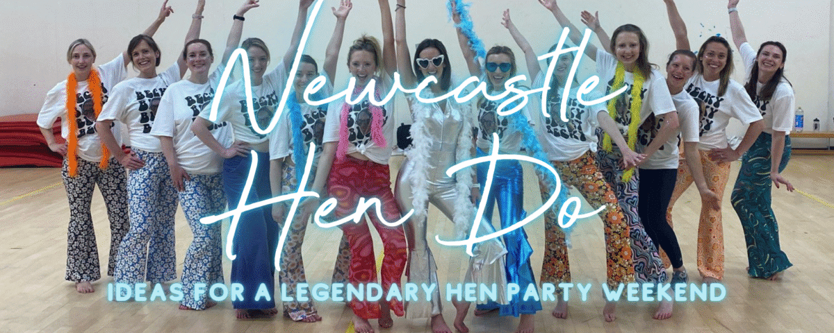 A hen party group laughing together at a Sashay Dance class in Newcastle city centre.