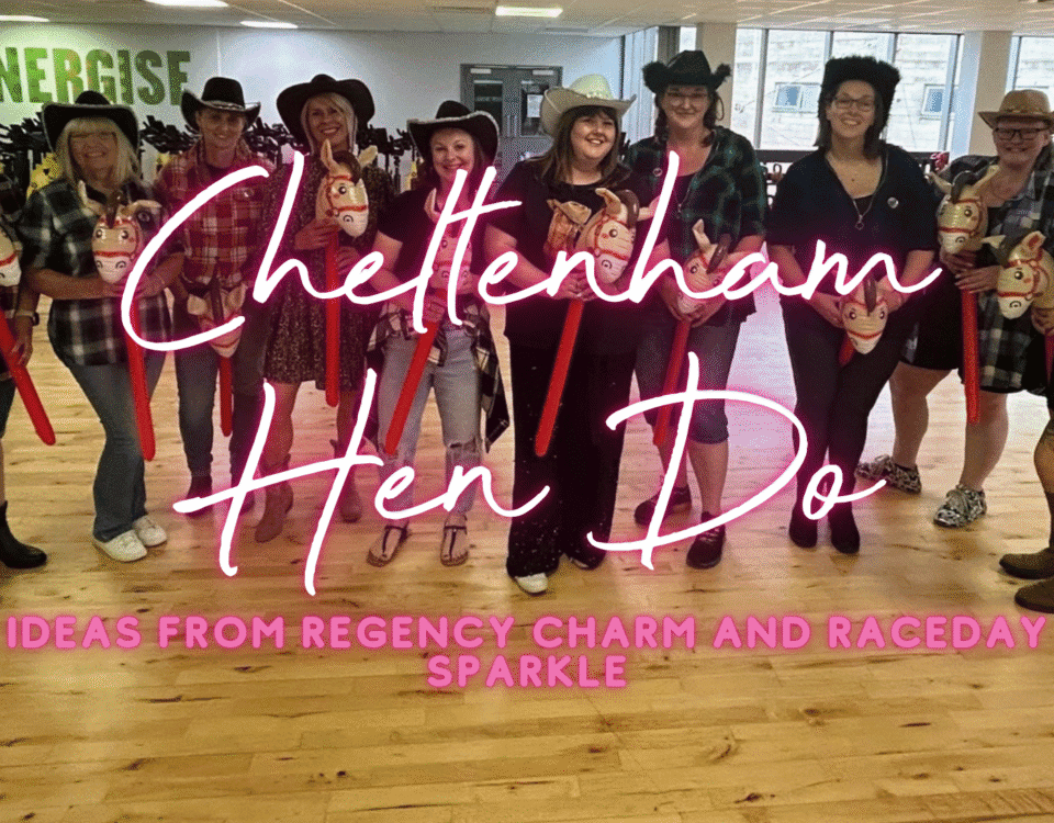 Cheltenham hen do ideas: hen group celebrating at a dance class in the Regency town