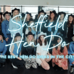 Hen do ideas Sheffield: hen group celebrating at a dance class in the city