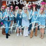 What to wear to a hen party: hen group in coordinated themed outfits