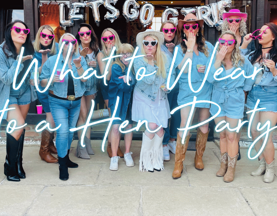 What to wear to a hen party: hen group in coordinated themed outfits