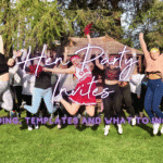 Hen party group celebrating after their invitations to the hen do weekend.